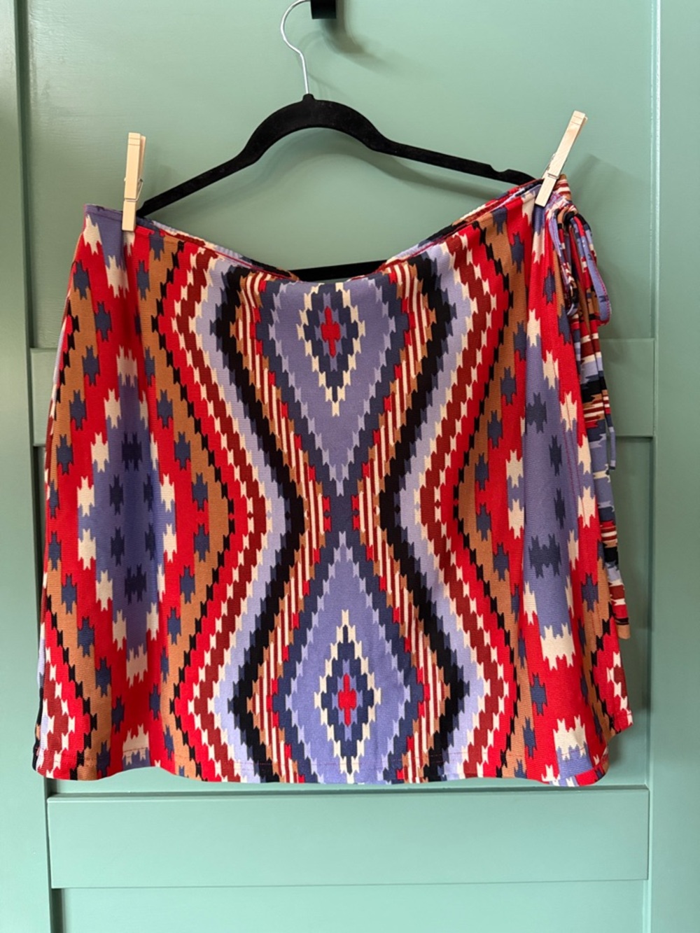 Double D Ranch Red, Blue and Tan Graphic Knit Skort